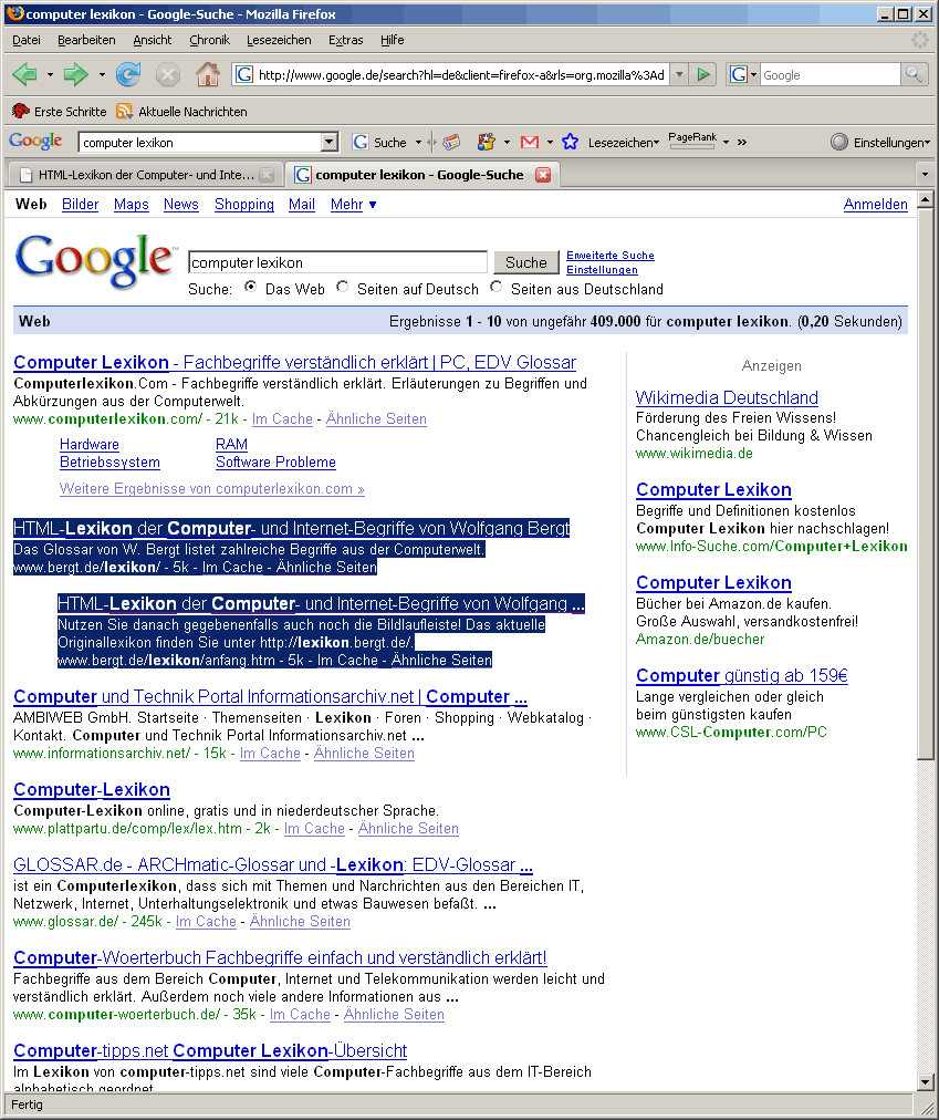 Google, Stichworte Computer Lexikon, 30.05.2008